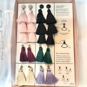 SugarFix Tassel Earrings Set interchangeable colors /length Bauble Bar new